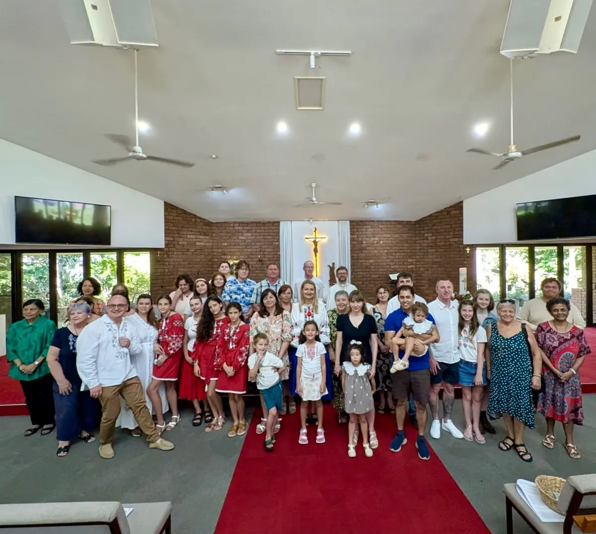 Darwin's Ukrainian community with Father Ihor after the Easter Divine Liturgy