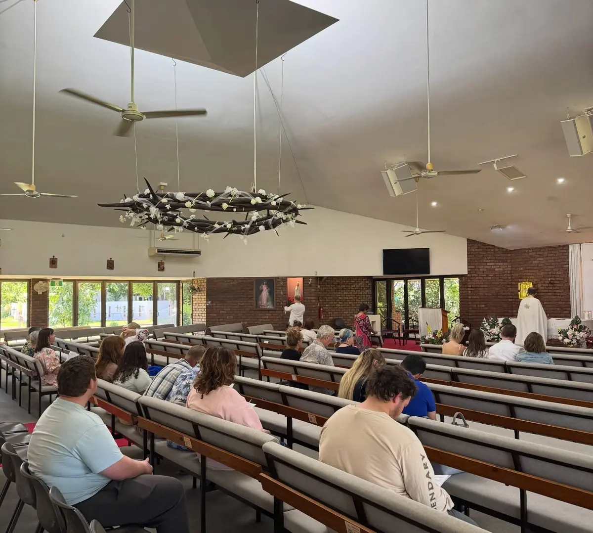 Families attending the Ukrainian Easter Divine Liturgy