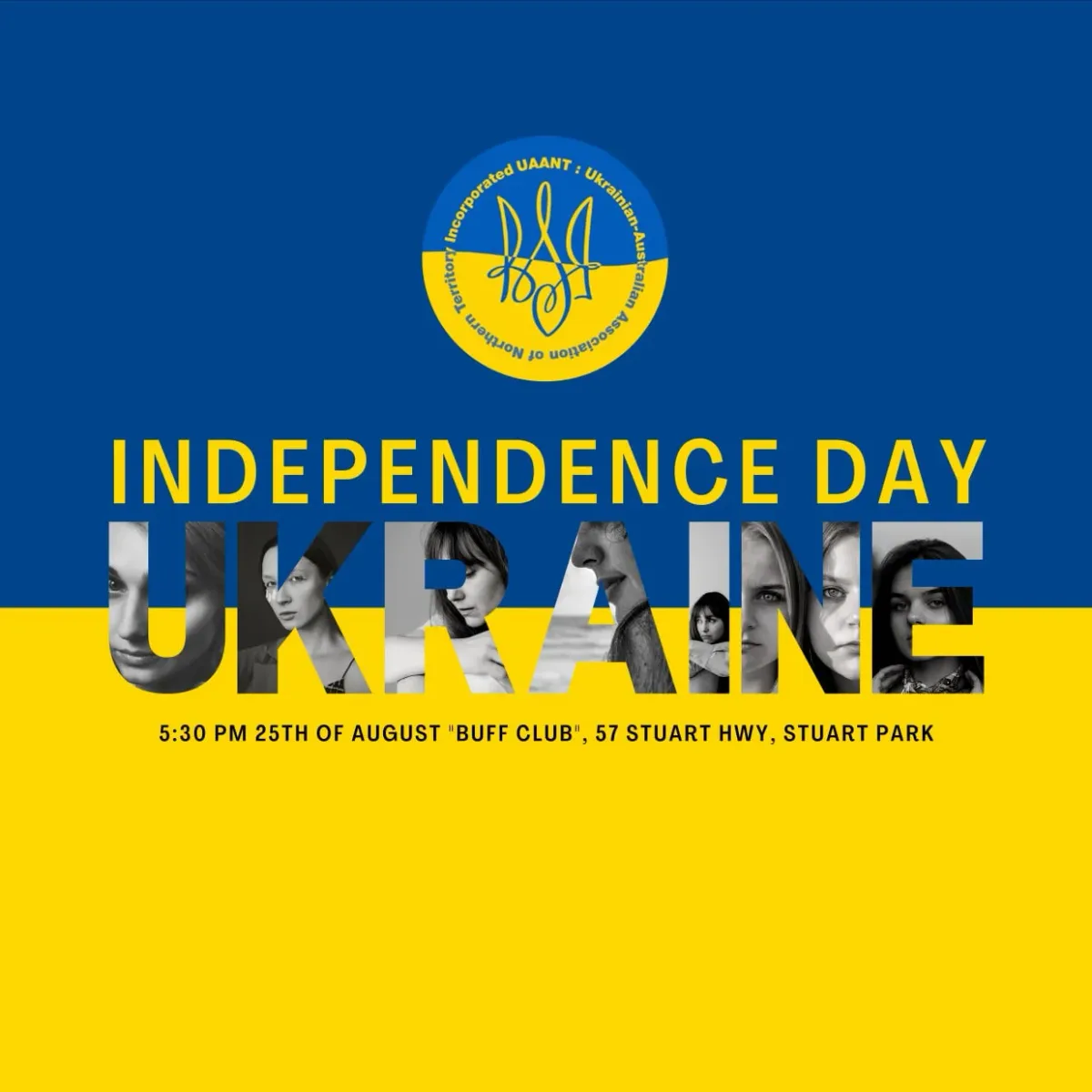 Ukraine Independence Day 2023 event poster for Buff Club in Darwin