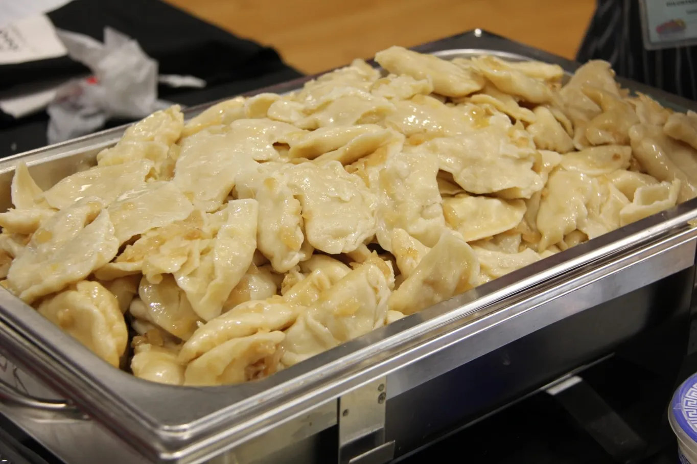 Handmade Ukrainian varenyky prepared for festival guests