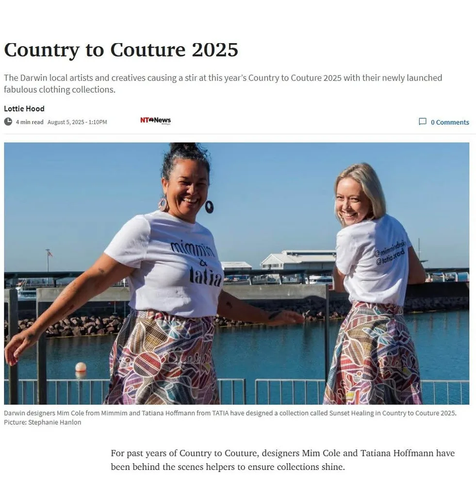 NT News coverage of Country to Couture 2025 highlighting Mimmim & TATIA