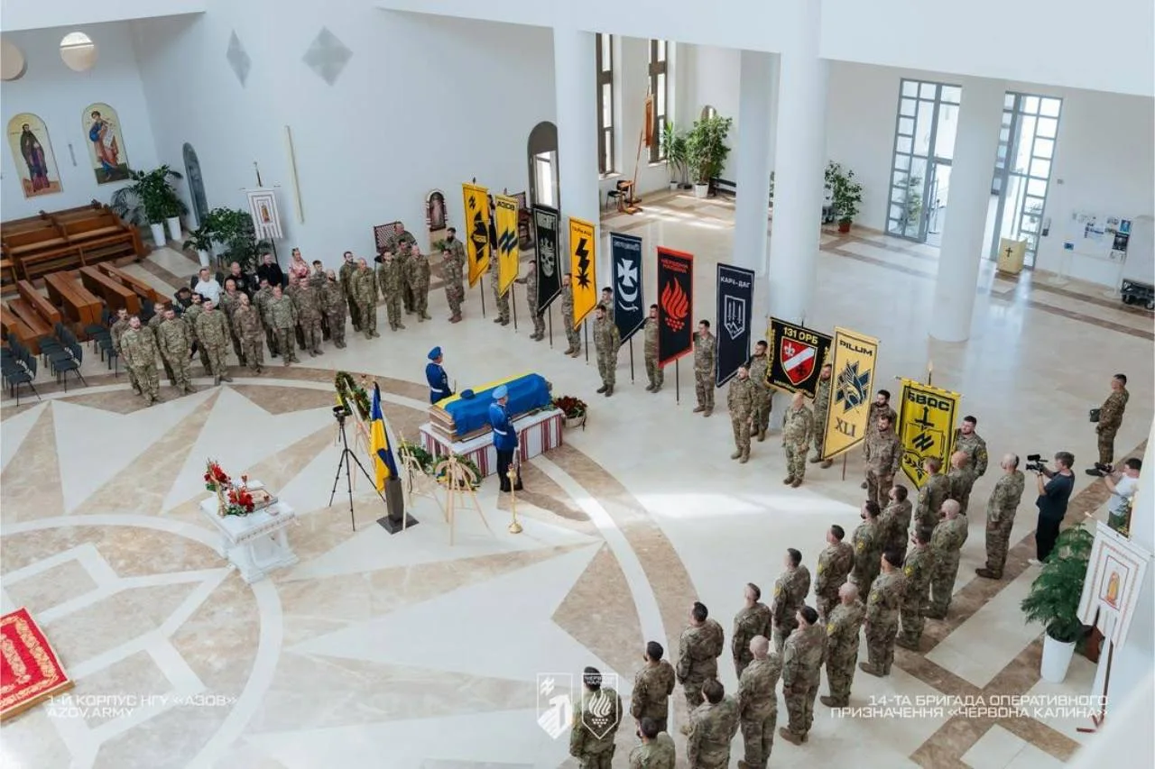 Military formation gathered to honour Yevhen Konovalets
